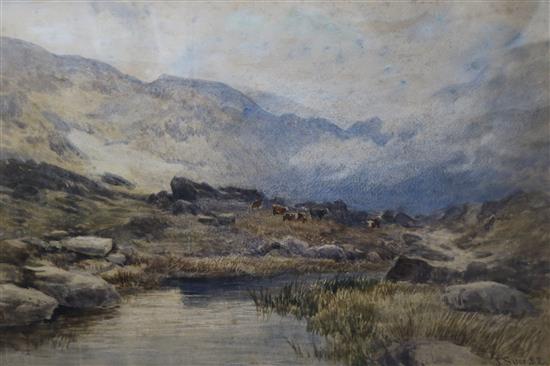 John Syer, watercolour, cattle in landscape, signed and dated 82 35 x 51cm